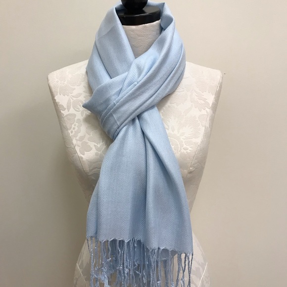 NWT Pashmina Light Blue Solid Scarf - Picture 1 of 3